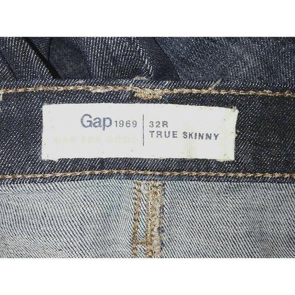 GAP 1969 32/14R Dark Indigo True Skinny Stretch Jeans 27" inseam - Picture 2 of 6